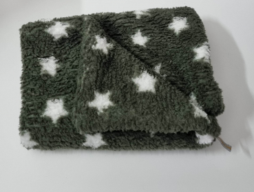 Wellnessdecke Teddyfleece  dunkelgrün Stern 70x50